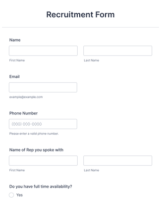 Recruitment Form Template | Jotform