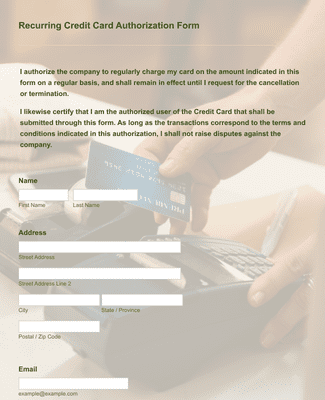 Recurring Credit Card Authorization Form