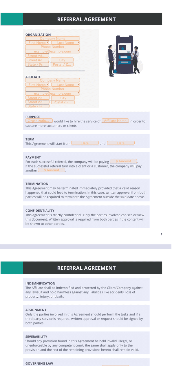 Sign Templates: Referral Agreement
