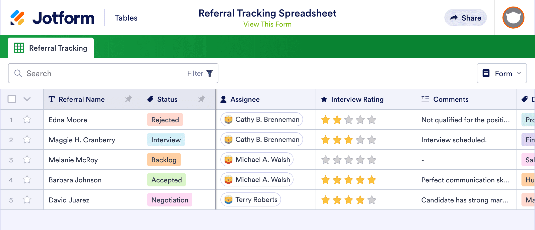 Referral Tracking Spreadsheet
