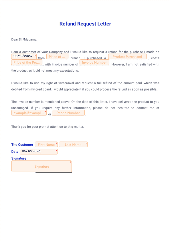 sample application letter refund of money pdf