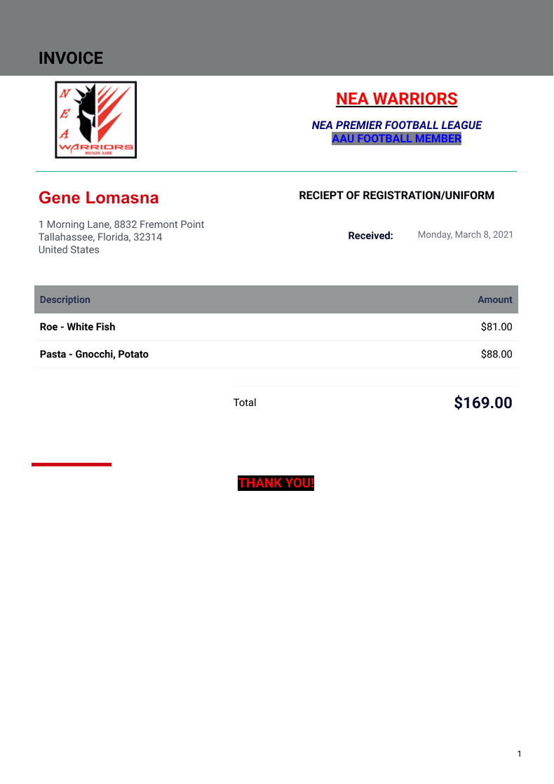 REGISTRATION INVOICE WITH LOGO