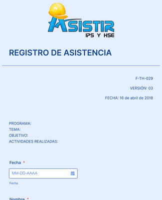 Form Templates: REGISTRO DE ASISTENCIA 