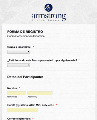 Form Templates: ARMSTRONG Registro de Participantes Curso de Comunicación Dinámica
