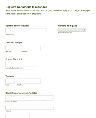 Form Templates: Registro Programa de Lealtad