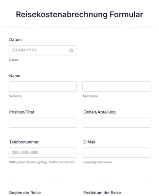 Reisekostenabrechnung Formular Formularvorlage | Jotform