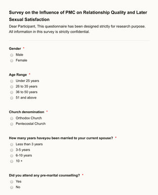 Form Templates: Relationship Quality Test