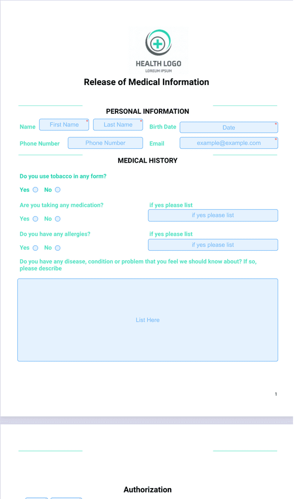 Release of Medical Information Template - Sign Templates | Jotform