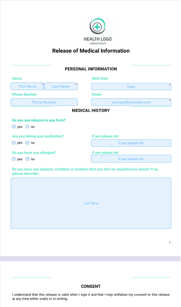 Release of Medical Information Template - Sign Templates | Jotform