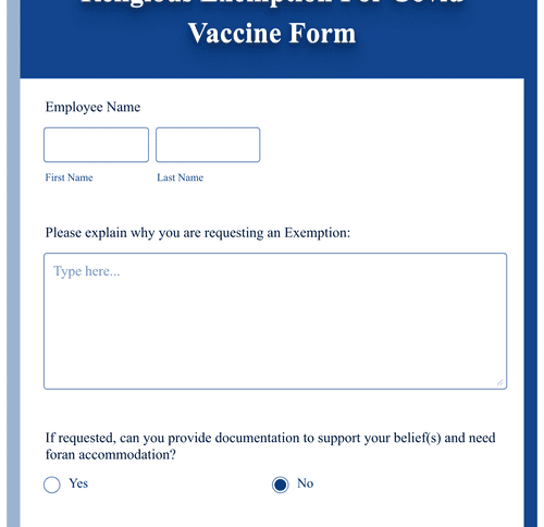 Religious Exemption For Covid Vaccine Form Template | Jotform