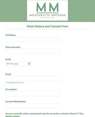 Form Templates: Remedial Massage Intake Form
