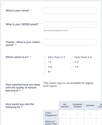 Form Templates: Remote Learning Feedback VERSO 
