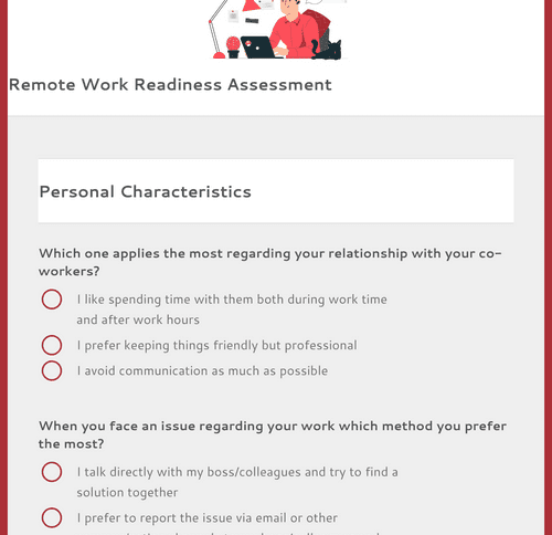 Form Templates: Remote Work Readiness Assessment