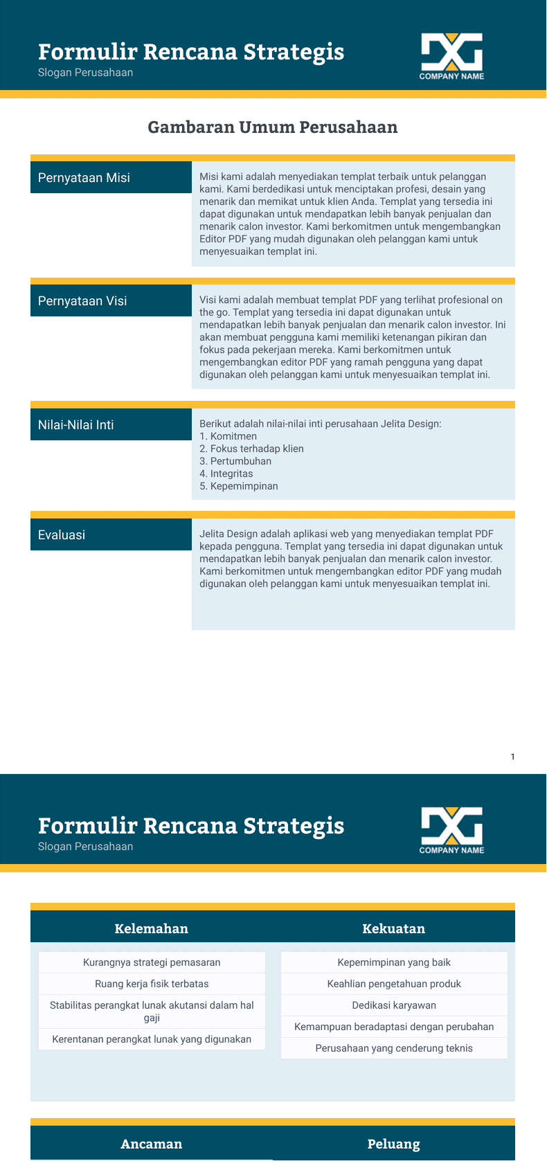 PDF Templates: Rencana Strategis