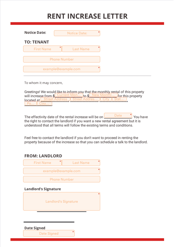 Rent Increase Letter Sign Templates Jotform