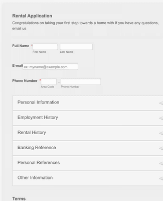 Form Templates: Rental Application w/Background Information
