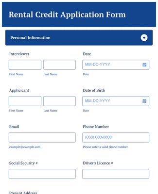 Rental Credit Application Form Template | Jotform