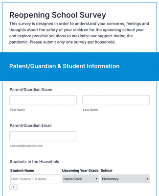 Form Templates: Reopening School Survey