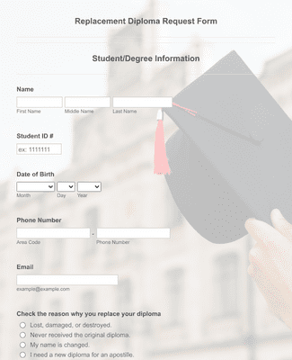 Form Templates: Replacement Diploma Request Form