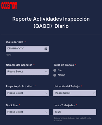 Form Templates: Reporte Actividades Inspección (QAQC)