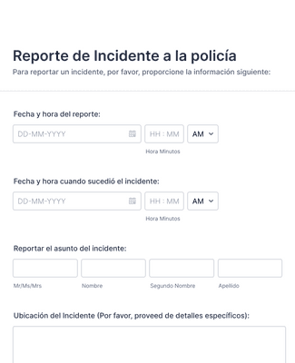Form Templates: Reporte De Incidente A La Policía