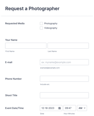 Request a Photoshoot Form Template | Jotform