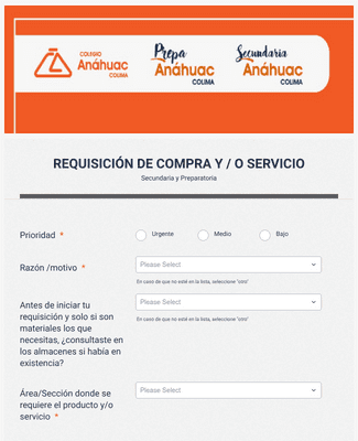 REQUISICIÓN DE COMPRA Y / O SERVICIO Plantilla de formulario | Jotform