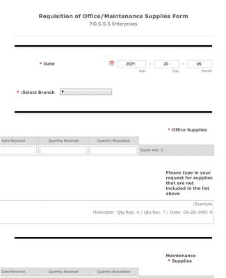 Form Templates: Requisition of Office Maintenance Supplies Form