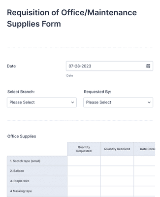 Form Templates: Requisition Of Supplies Materials Form