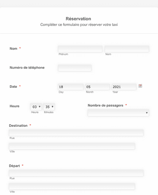 Form Templates: Reservation Taxi
