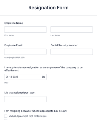 Resignation Form Template | Jotform