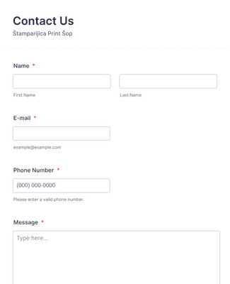 Form Templates: Responsive Contact Form Štamparijica Default Theme