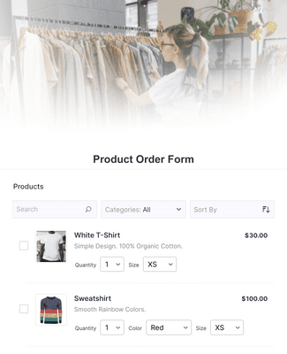 Form Templates: Responsive Product Order Form