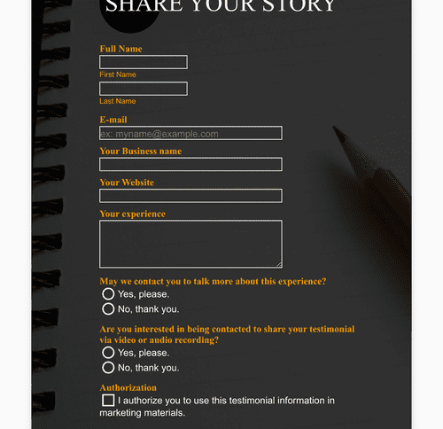 Form Templates: Responsive Share Your Story Form