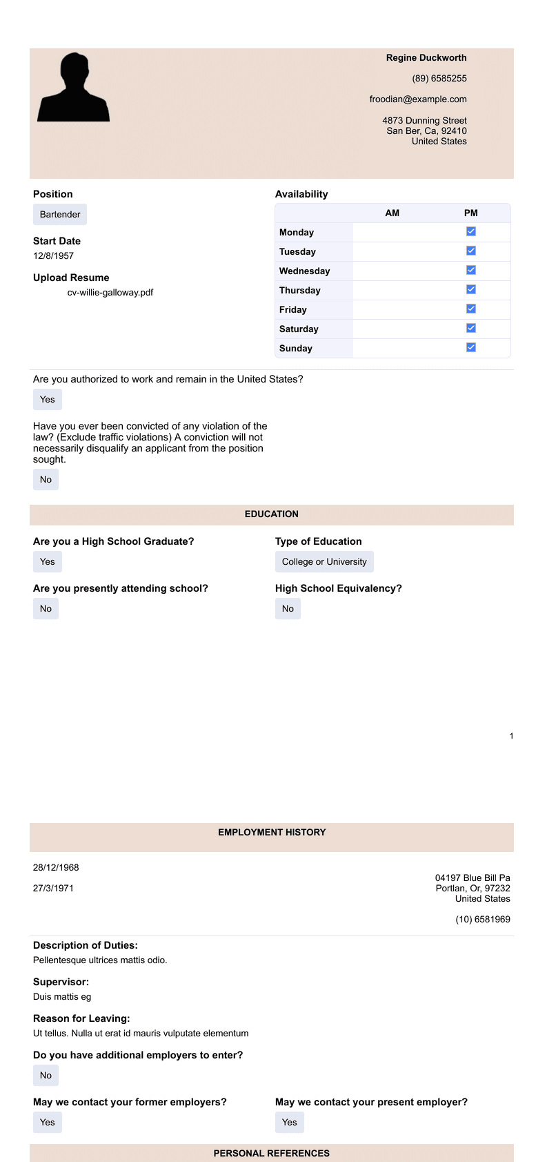 Job Application Pdf Job Application Pdf