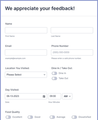 Restaurant Customer Details Form Template | Jotform