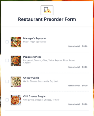 Pre Order Form Template JotForm