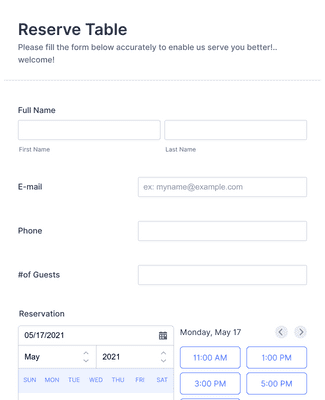 Reservation Forms - Form Templates | Jotform