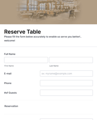 Form Templates: Restaurant Reservation Form