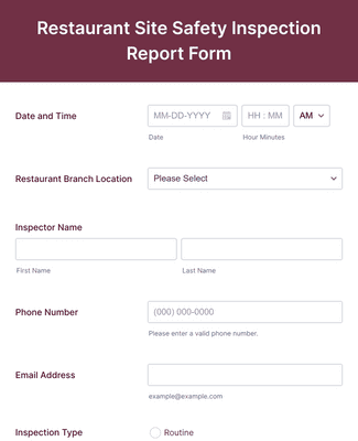 Restaurant Site Safety Inspection Report Form Template | Jotform