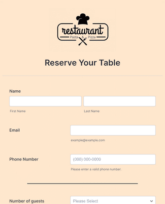 Maid Because Persistent Restaurant Table Reservation Form Template | Jotform