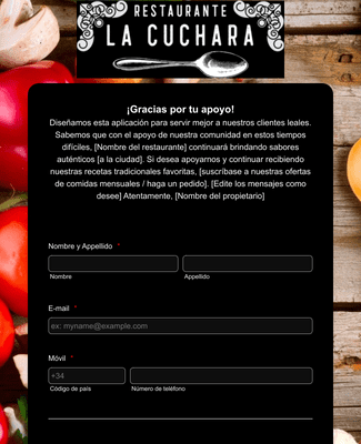 Form Templates: Restaurante La Cuchara comida para llevar