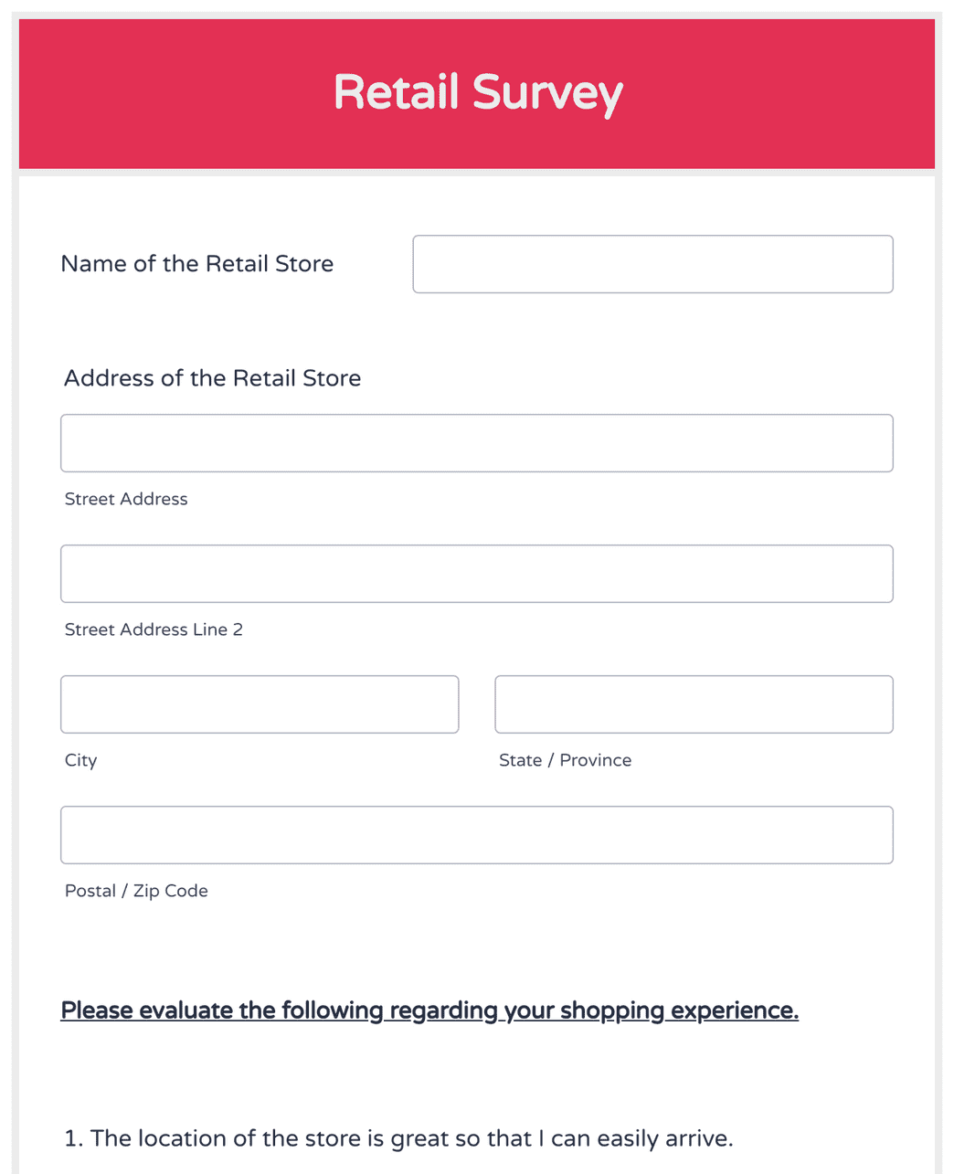 Retail Survey Form Template | Jotform