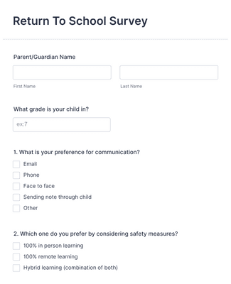 Return To School Survey Form Template | Jotform