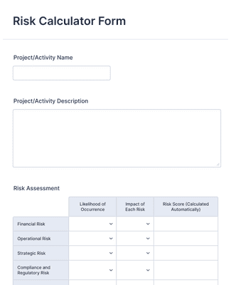 Risk Calculator Form Template | Jotform
