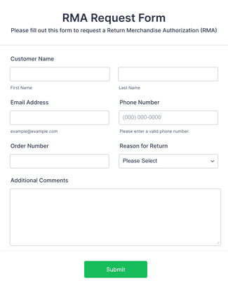 RMA Request Form Template | Jotform