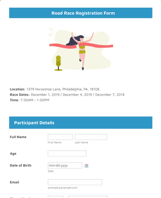 5k Race Registration Form