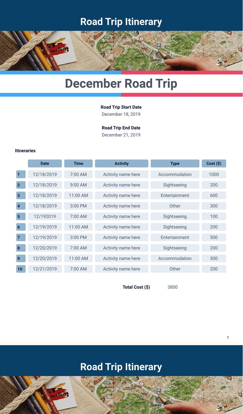Road Trip Itinerary PDF Templates Jotform Road Trip Itinerary PDF Templates Jotform