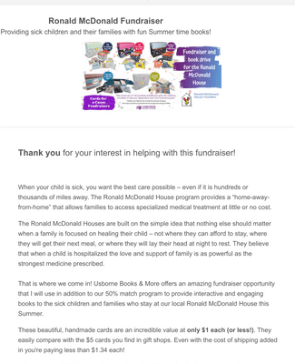 Ronald McDonald House CFAC/Book Drive!