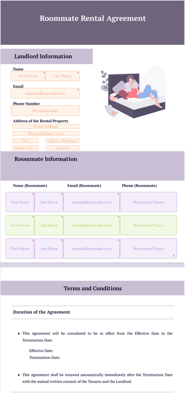 Roommate Rental Agreement Template Sign Templates Jotform